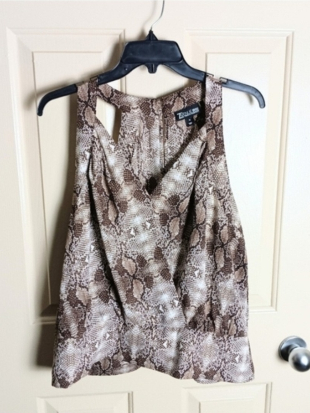 NY&CO Women Snake Design Sleeveless Brown Blouse Top Size XL NWT